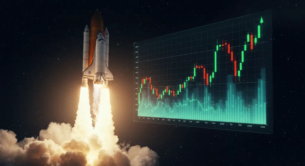 Rocket taking off from graph