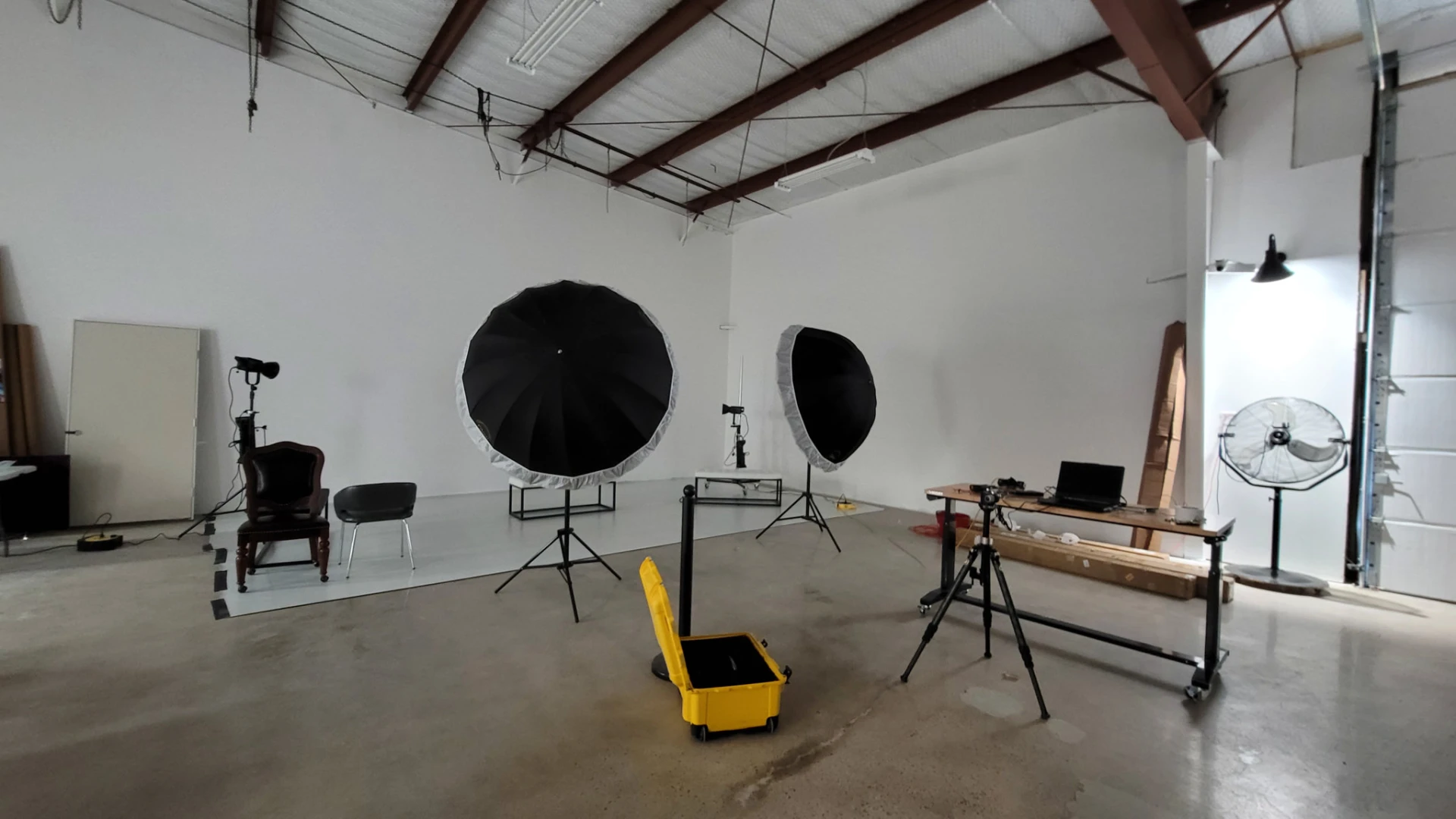 Studio B set up for large group photo at the West Loop Rental Studio