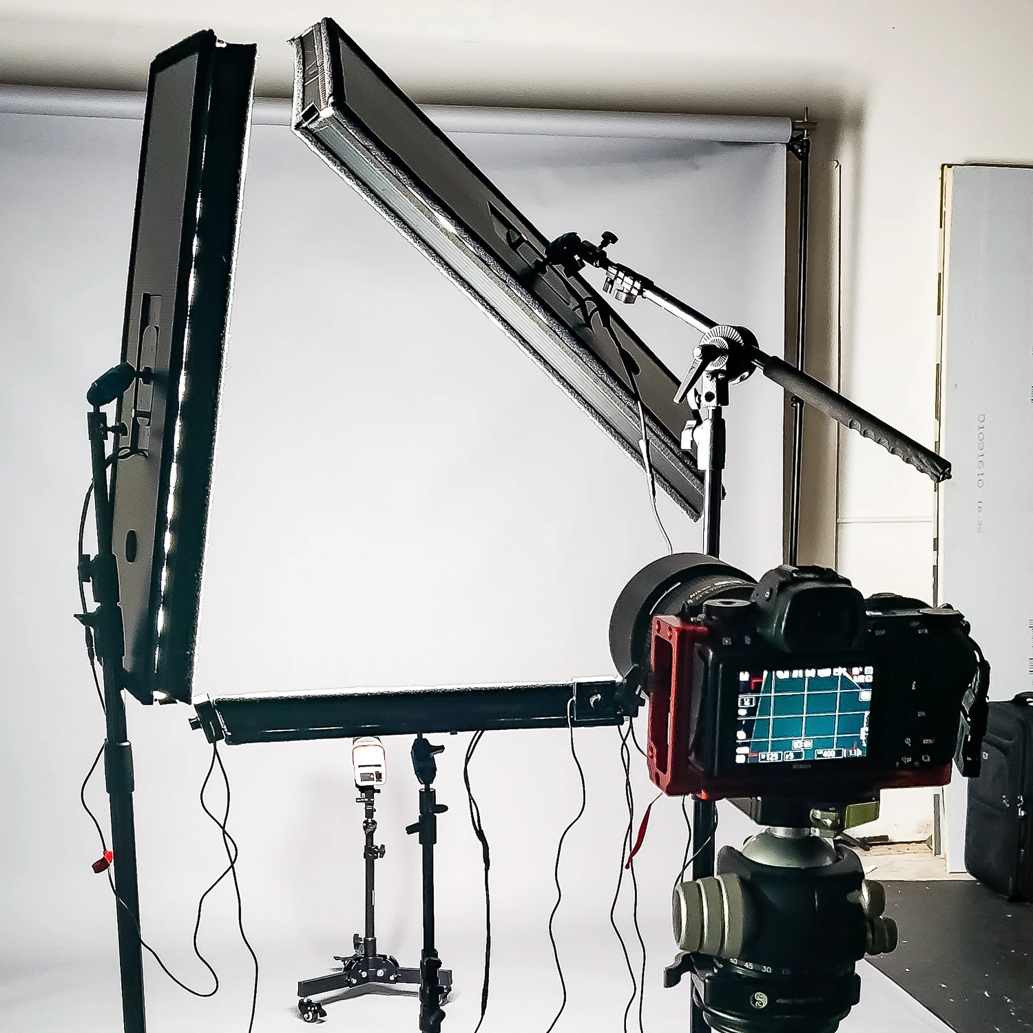 Camera and Triangle lighting in a studio