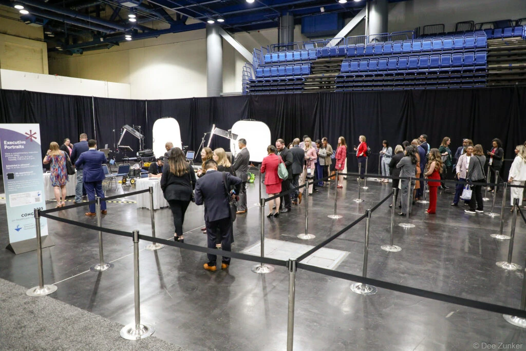 Orgainized Lines queued for headshot station at George R Brown Convention Center Houston TX