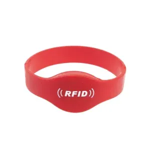 A Mifare RFID armilla in red, Aliquam a album RFID symbolum et text.