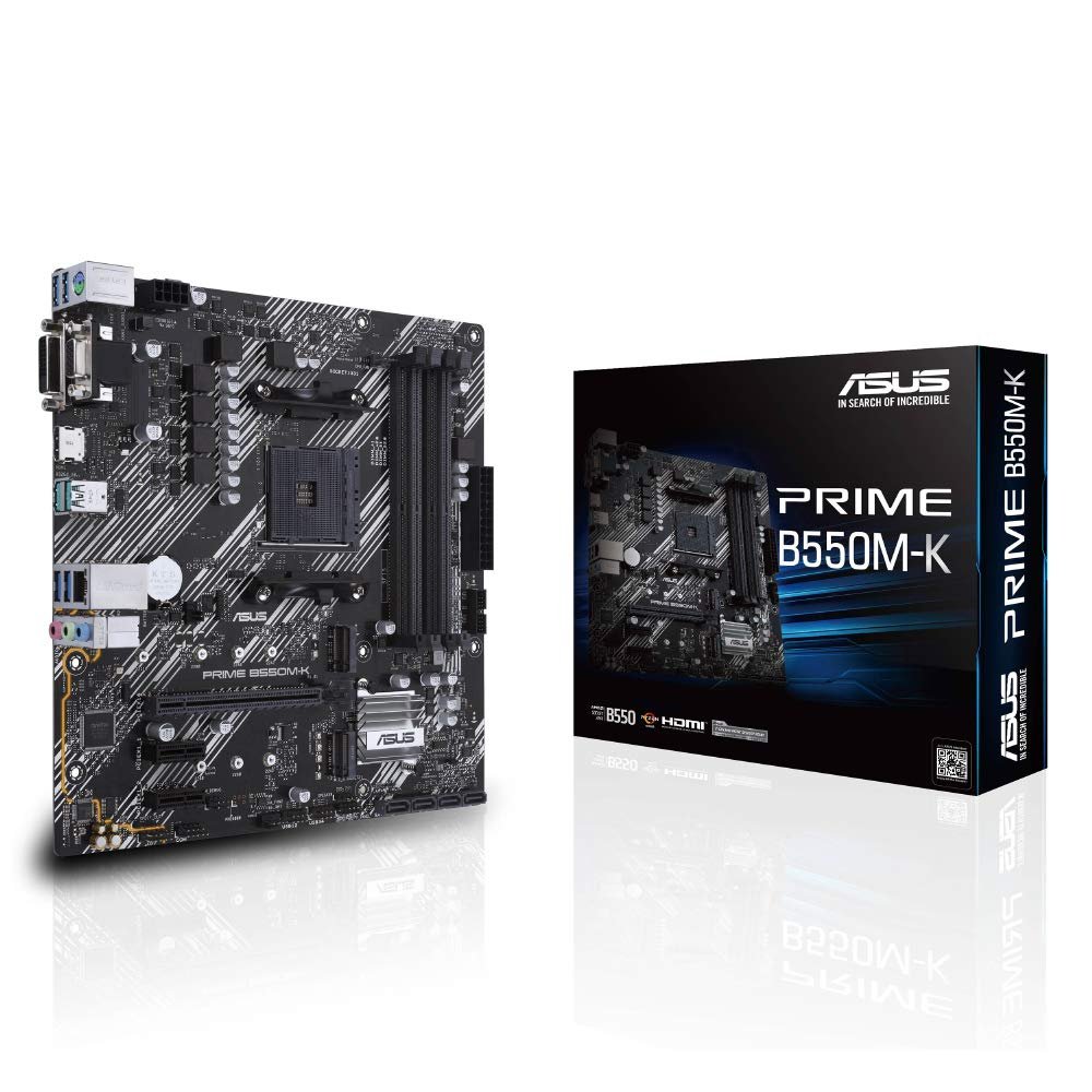 ASUS PRIME B550M-K AMD A4 mATX Motherboard with PCIe 4.0 Dual M.2 and Aura Sync ASUS PRIME B550M-K AMD A4 mATX Motherboard with PCIe 4.0 Dual M.2 and Aura Sync