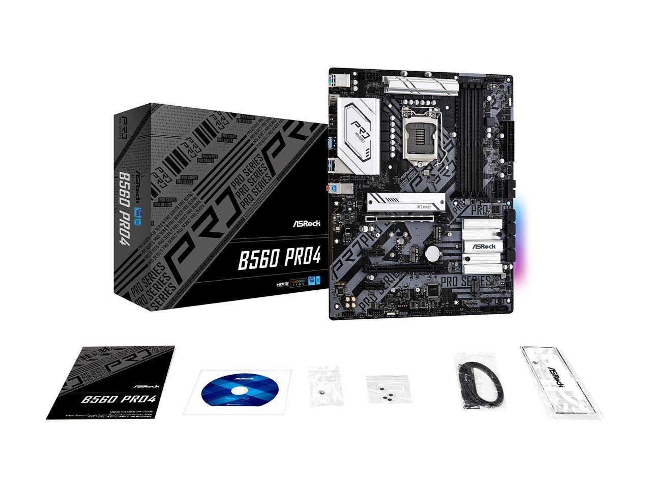 ASRock B560 Pro4 LGA 1200 Intel B560 ATX Intel Motherboard ASRock B560 Pro4 LGA 1200 Intel B560 ATX Intel Motherboard