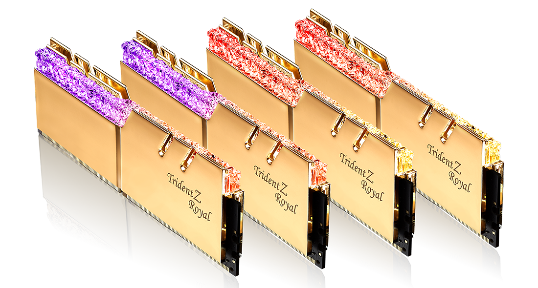 G.skill Trident Z Royal Gold Series 64GB (4x16GB) 3600 MHz DDR4 Memory F4-3600C18Q-64GTRG G.skill Trident Z Royal Gold Series 64GB (4x16GB) 3600 MHz DDR4 Memory F4-3600C18Q-64GTRG