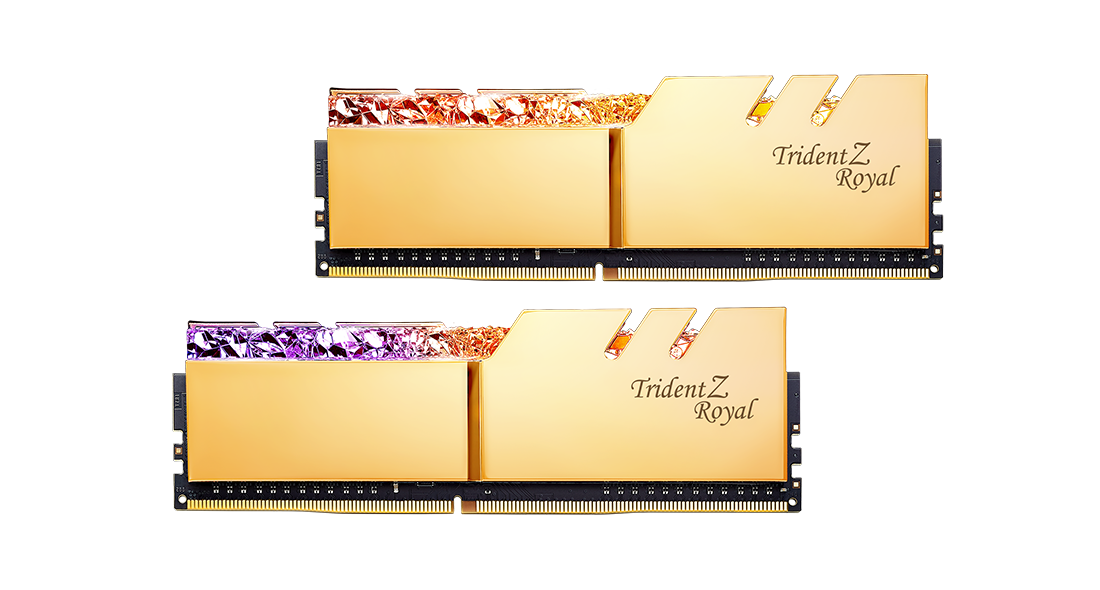 G.skill Trident Z Royal Gold Series 64GB (4x16GB) 3600 MHz DDR4 Memory F4-3600C18Q-64GTRG G.skill Trident Z Royal Gold Series 64GB (4x16GB) 3600 MHz DDR4 Memory F4-3600C18Q-64GTRG