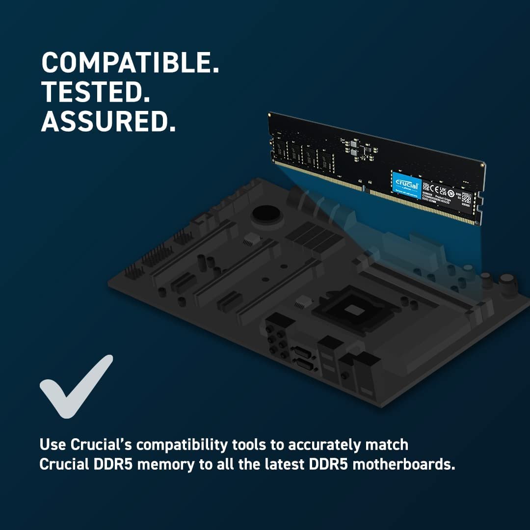 Crucial 8GB (1x8GB) DDR5 4800MHz Memory CT8G48C40U5 Crucial 8GB (1x8GB) DDR5 4800MHz Memory CT8G48C40U5