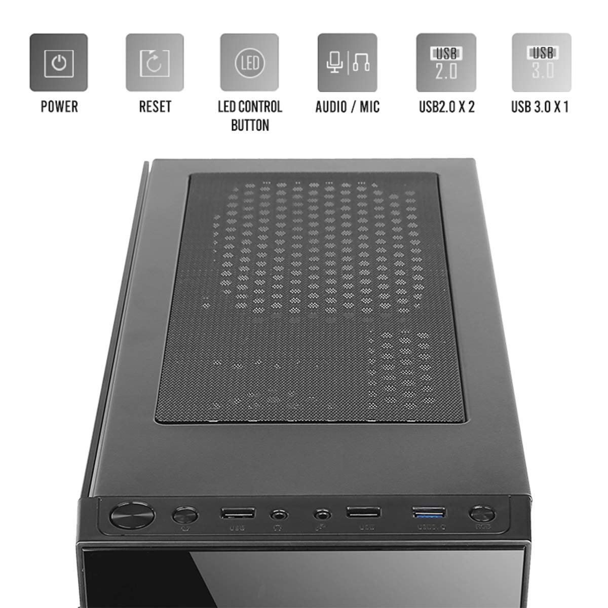 Antec NX210 ARGB ATX Mid Tower Cabinet with Tempered Glass Side Panel Antec NX210 ARGB ATX Mid Tower Cabinet with Tempered Glass Side Panel