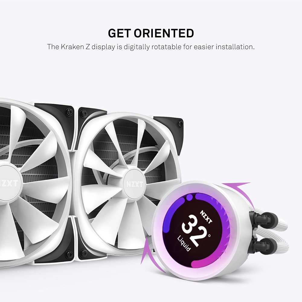 NZXT Kraken Z73 RGB 360mm White Liquid Cooler with LCD Display RL-KRZ73-RW NZXT Kraken Z73 RGB 360mm White Liquid Cooler with LCD Display RL-KRZ73-RW
