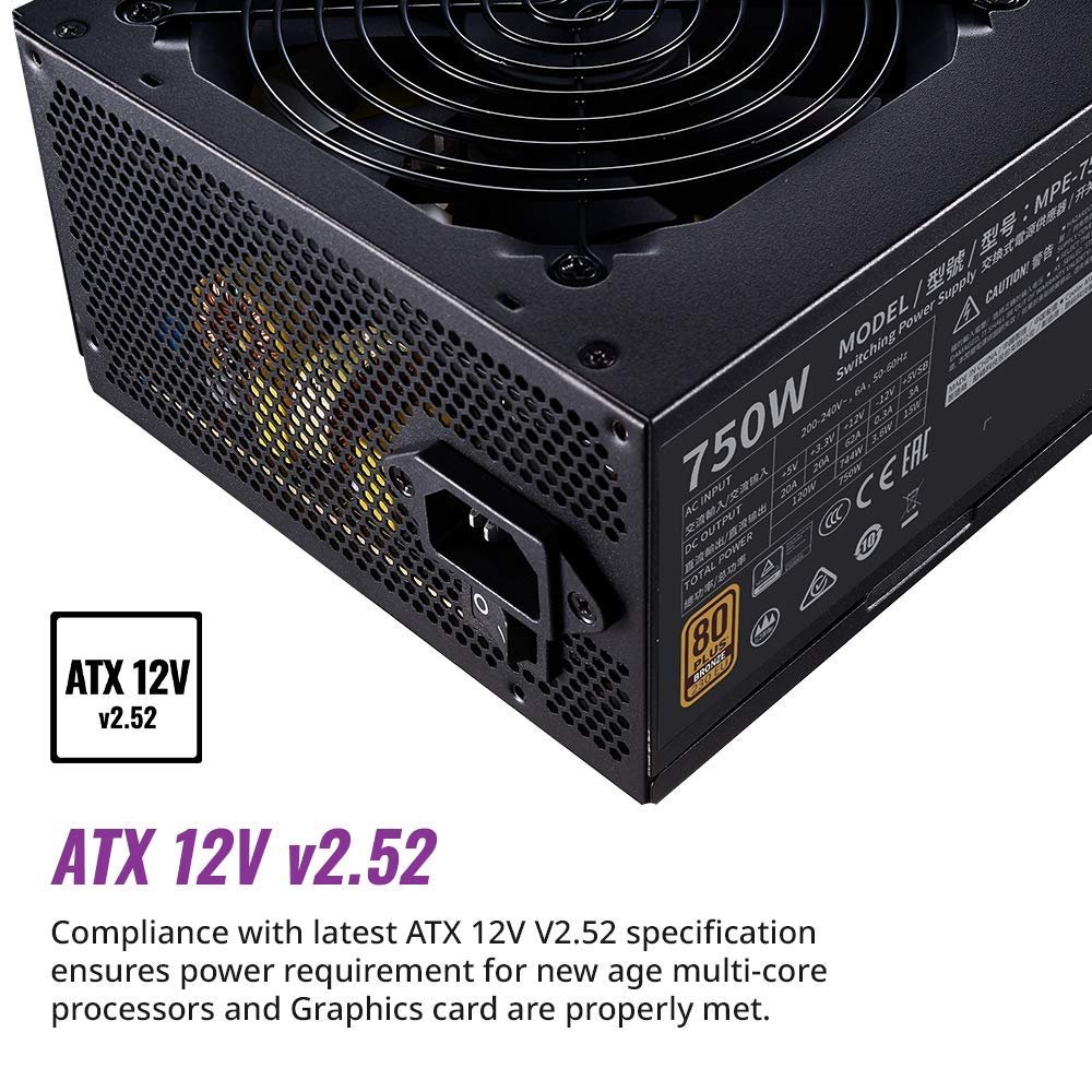 Cooler Master MWE 750 V2 80 Plus Bronze Certified 230V SMPS MPE-7501-ACABW-B Cooler Master MWE 750 V2 80 Plus Bronze Certified 230V SMPS MPE-7501-ACABW-B