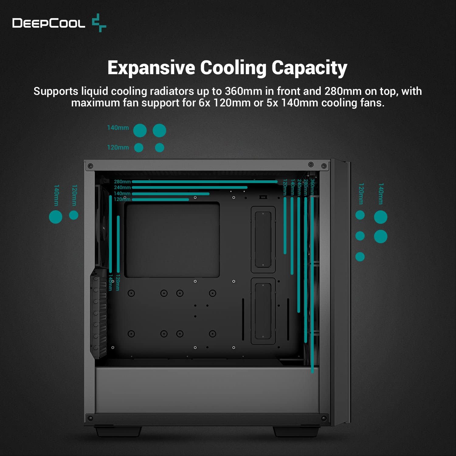 DeepCool CG540 Mid-Tower Tempered Glass Side Panel Cabinet R-CG540-BKAGE4-G-1 DeepCool CG540 Mid-Tower Tempered Glass Side Panel Cabinet R-CG540-BKAGE4-G-1