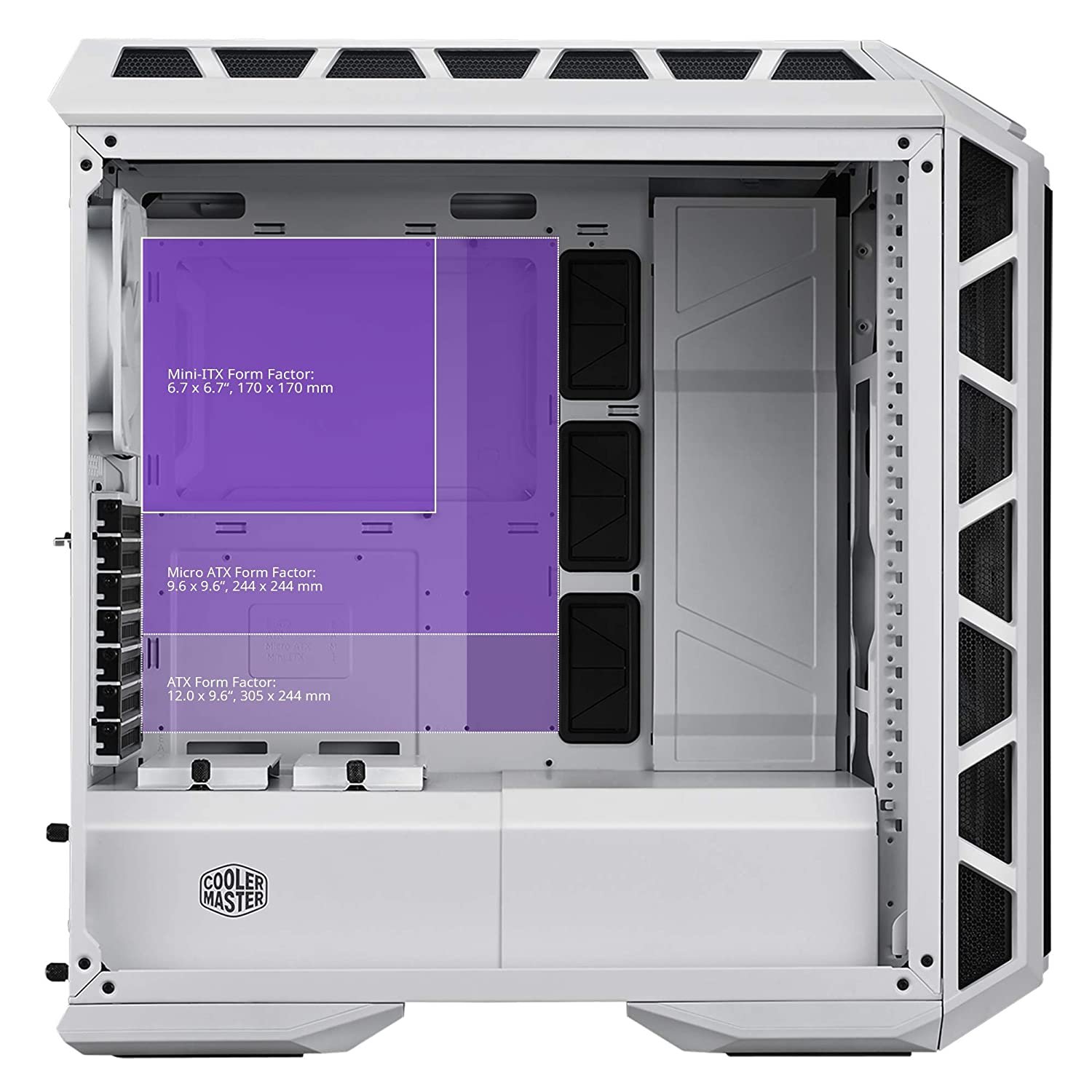 Cooler Master MasterCase H500P Mesh (E-ATX) Mid Tower White Cabinet With Tempered Glass Side Panel With RGB Controller MCM-H500P-WGNN-S00 Cooler Master MasterCase H500P Mesh (E-ATX) Mid Tower White Cabinet With Tempered Glass Side Panel With RGB Controller MCM-H500P-WGNN-S00