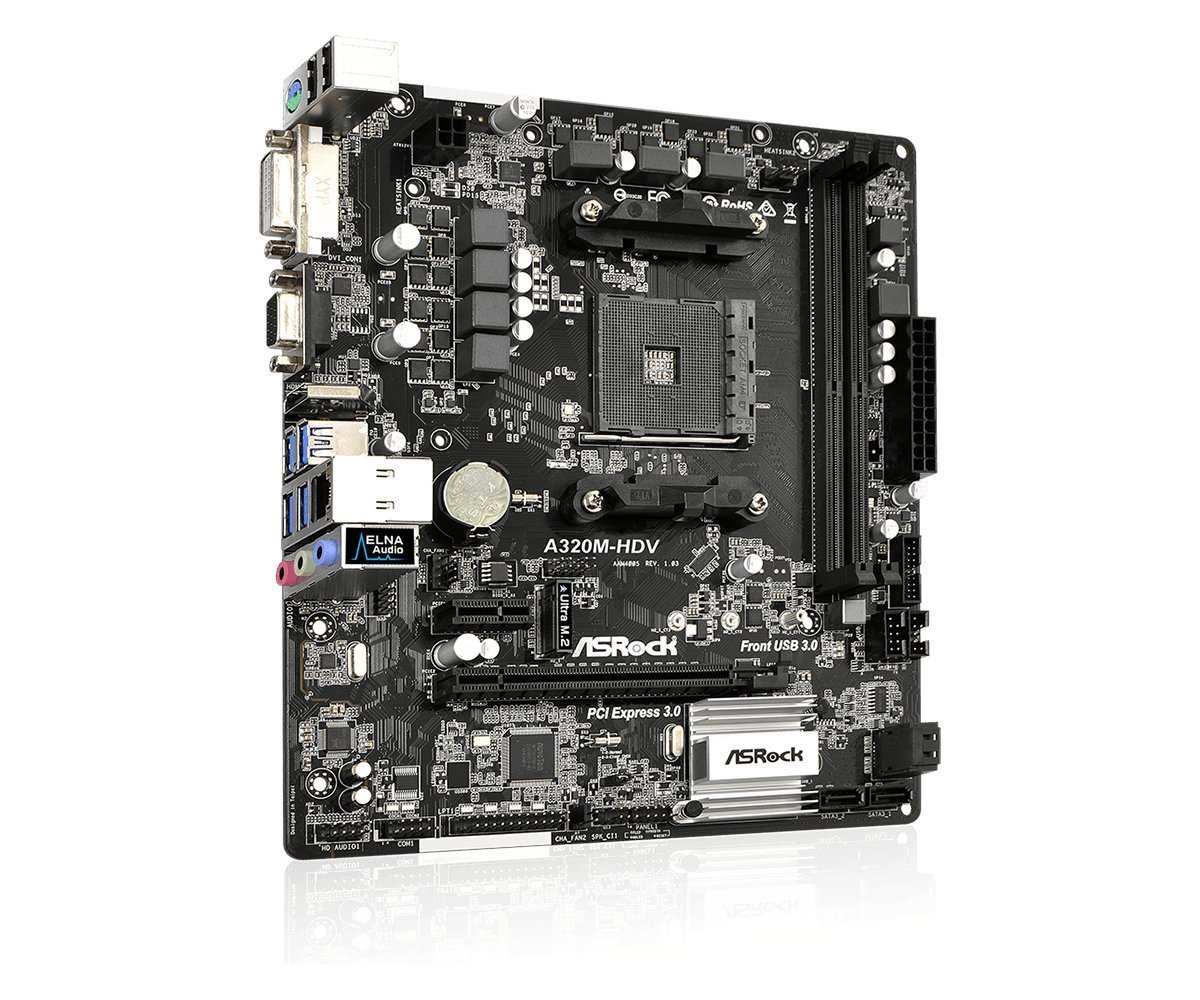 ASRock A320M-HDV AM4 Micro ATX AMD Motherboard ASRock A320M-HDV AM4 Micro ATX AMD Motherboard