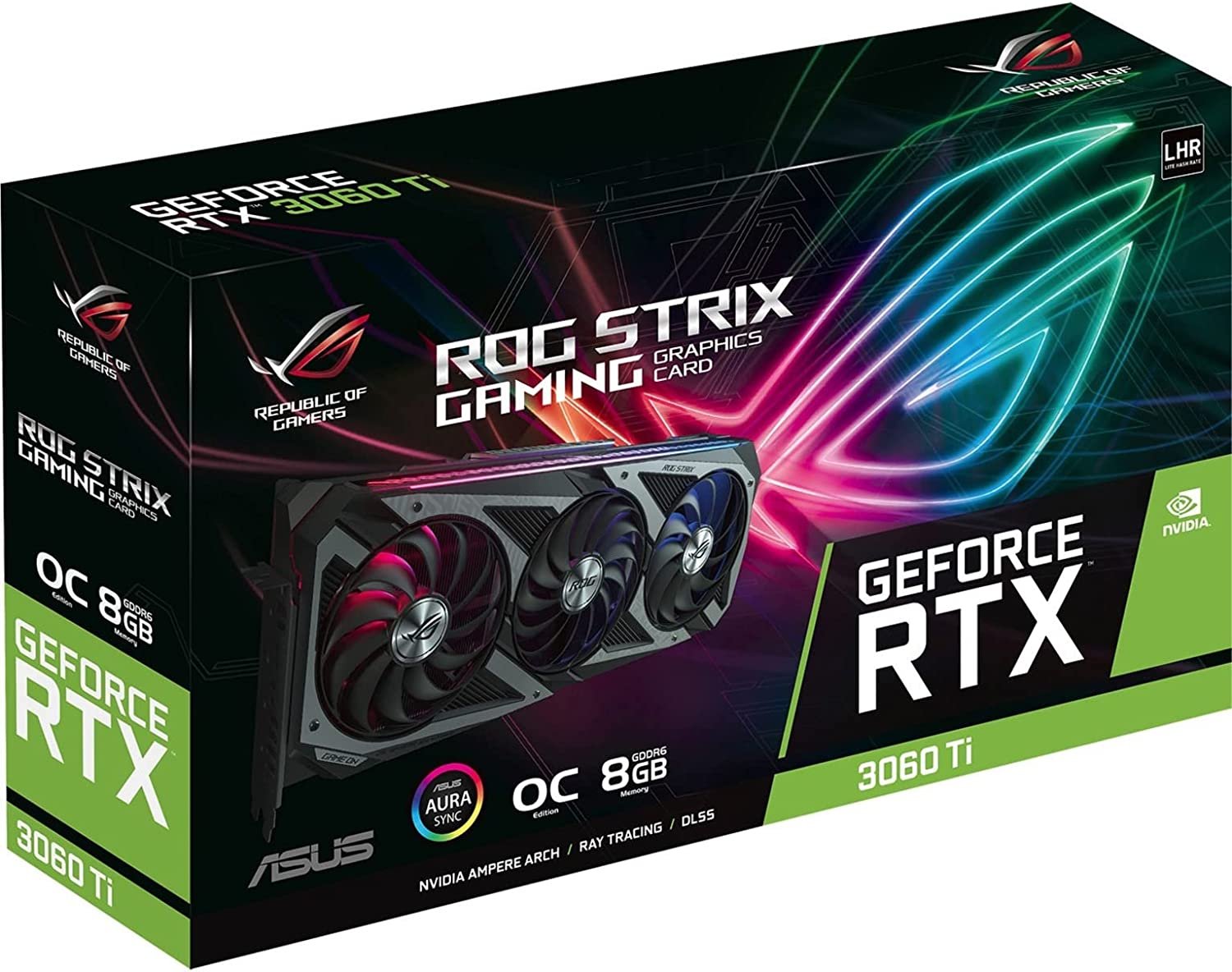 ASUS ROG Strix GeForce RTX 3060 Ti V2 OC Edition 8GB GDDR6 with LHR Graphic Card ROG-STRIX-RTX3060TI-O8G-V2-Gaming ASUS ROG Strix GeForce RTX 3060 Ti V2 OC Edition 8GB GDDR6 with LHR Graphic Card ROG-STRIX-RTX3060TI-O8G-V2-Gaming