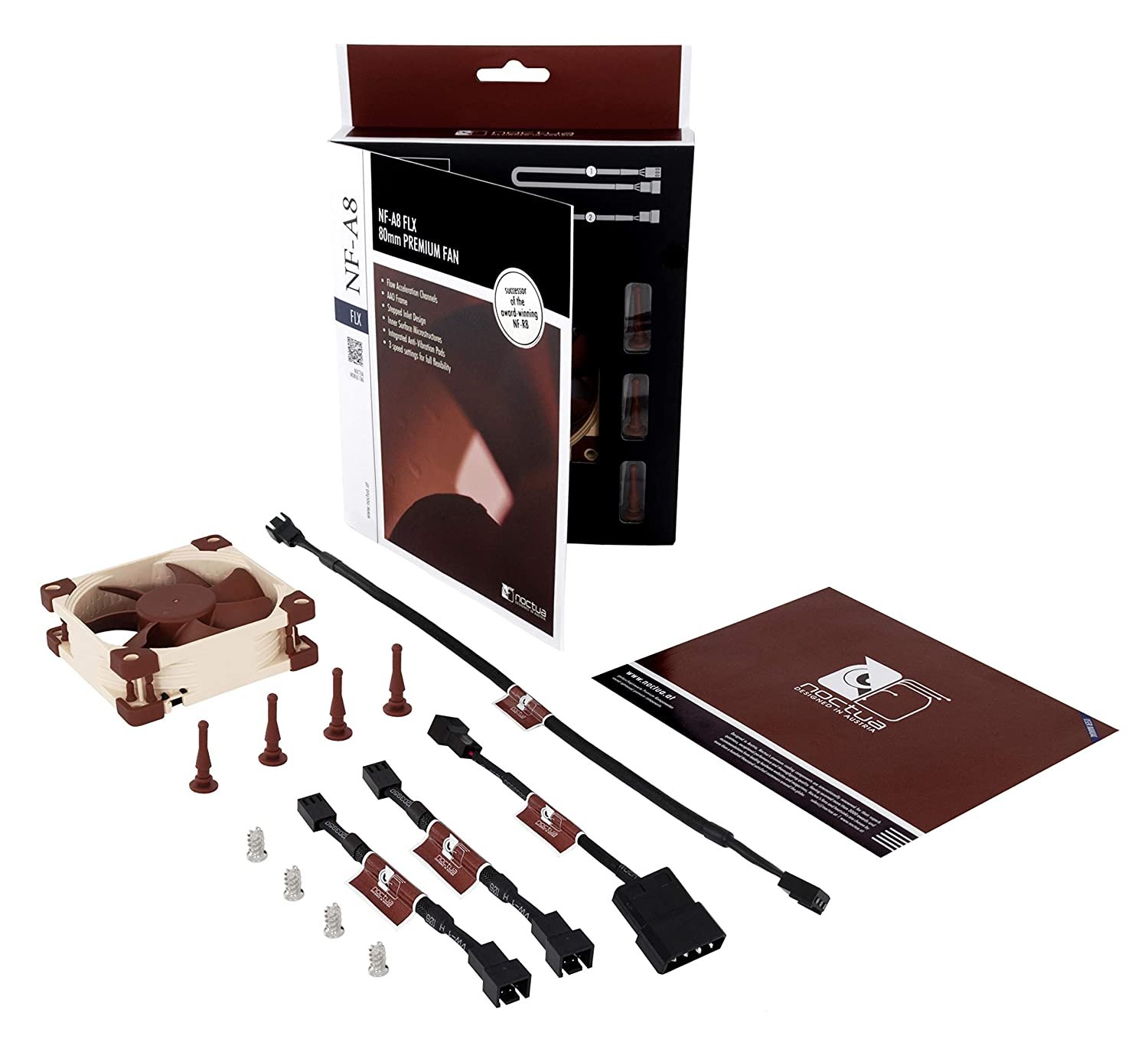 Noctua NF-A8 FLX Premium Quiet 3-Pin 80mm Brown Fan Noctua NF-A8 FLX Premium Quiet 3-Pin 80mm Brown Fan