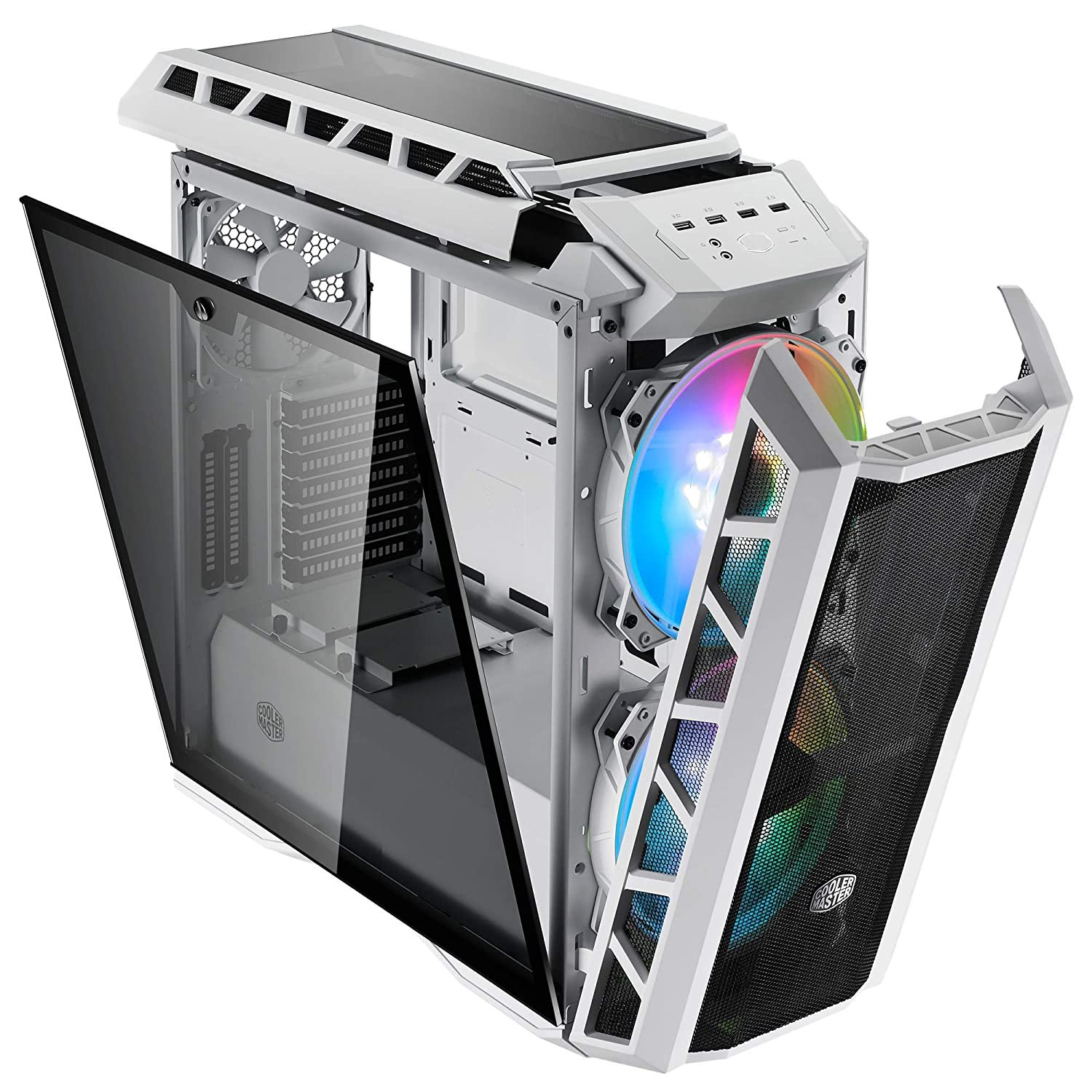 Cooler Master MasterCase H500P Mesh (E-ATX) Mid Tower White Cabinet With Tempered Glass Side Panel With RGB Controller MCM-H500P-WGNN-S00 Cooler Master MasterCase H500P Mesh (E-ATX) Mid Tower White Cabinet With Tempered Glass Side Panel With RGB Controller MCM-H500P-WGNN-S00