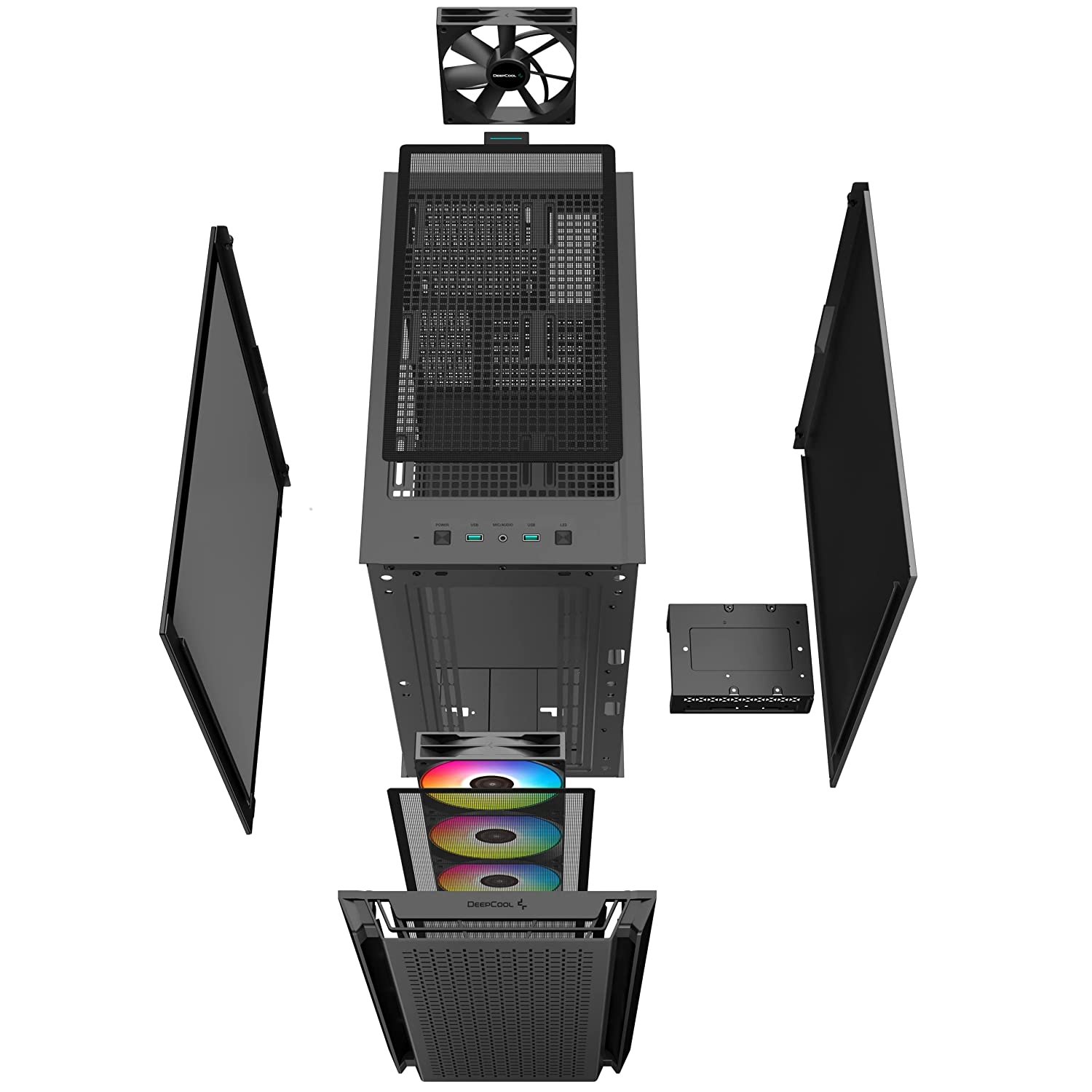 DeepCool CG560 Mid-Tower Tempered Glass Side Panel Cabinet R-CG560-BKAAE4-G-1 DeepCool CG560 Mid-Tower Tempered Glass Side Panel Cabinet R-CG560-BKAAE4-G-1