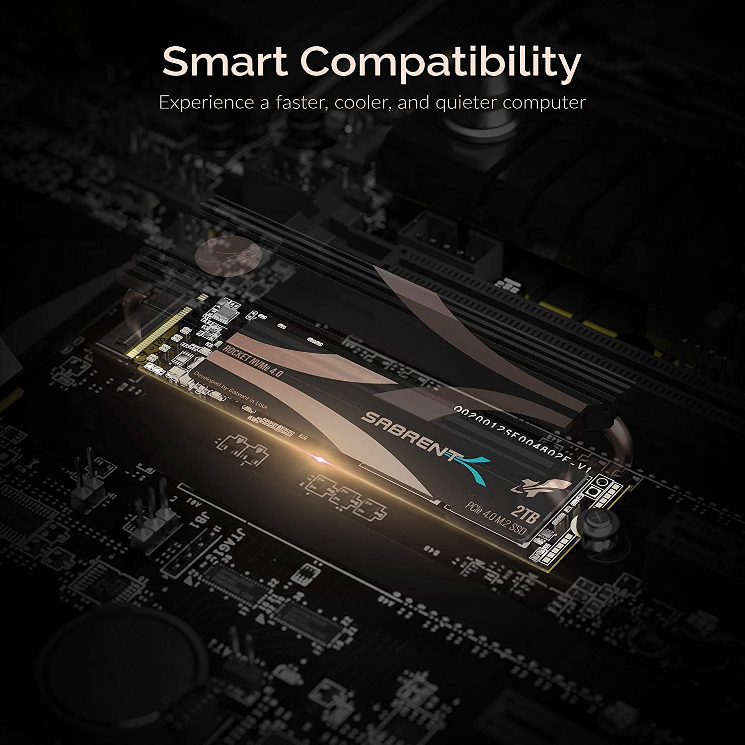 Sabrent 2TB Rocket Nvme PCIe Gen4 x 4 M.2 2280 Internal SSD With Heatsink SB-ROCKET-NVMe4-HTSK-2TB