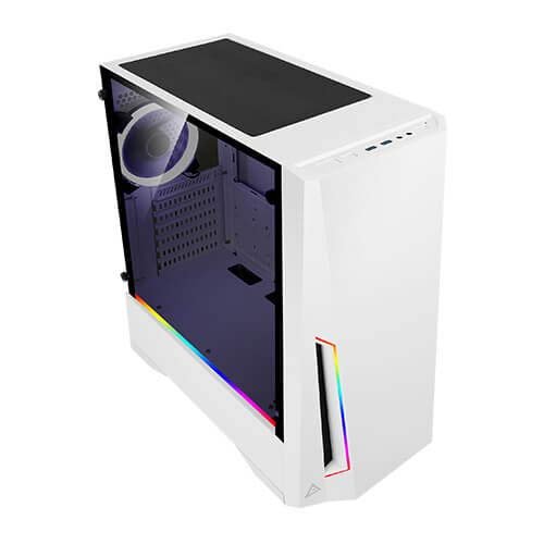 Antec Dark Phantom DP501 ATX Mid Tower White Cabinet With Tempered Glass Side Panel And RGB Controller Antec Dark Phantom DP501 ATX Mid Tower White Cabinet With Tempered Glass Side Panel And RGB Controller