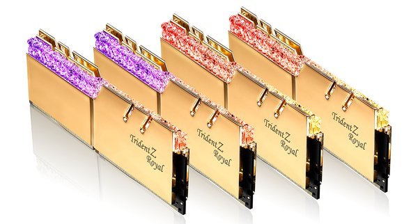 G.Skill Trident Z Royal Gold 32 GB (4 x 8GB) 3000 MHz DDR4 Memory F4-3000C16Q-32GTRG G.Skill Trident Z Royal Gold 32 GB (4 x 8GB) 3000 MHz DDR4 Memory F4-3000C16Q-32GTRG