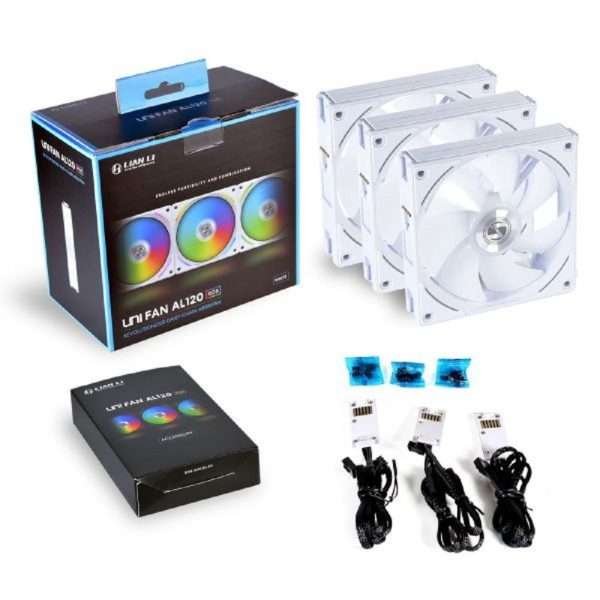 Lian Li UNI Fan AL120 White | ARGB Case Fan Triple Pack Lian Li UNI Fan AL120 White | ARGB Case Fan Triple Pack
