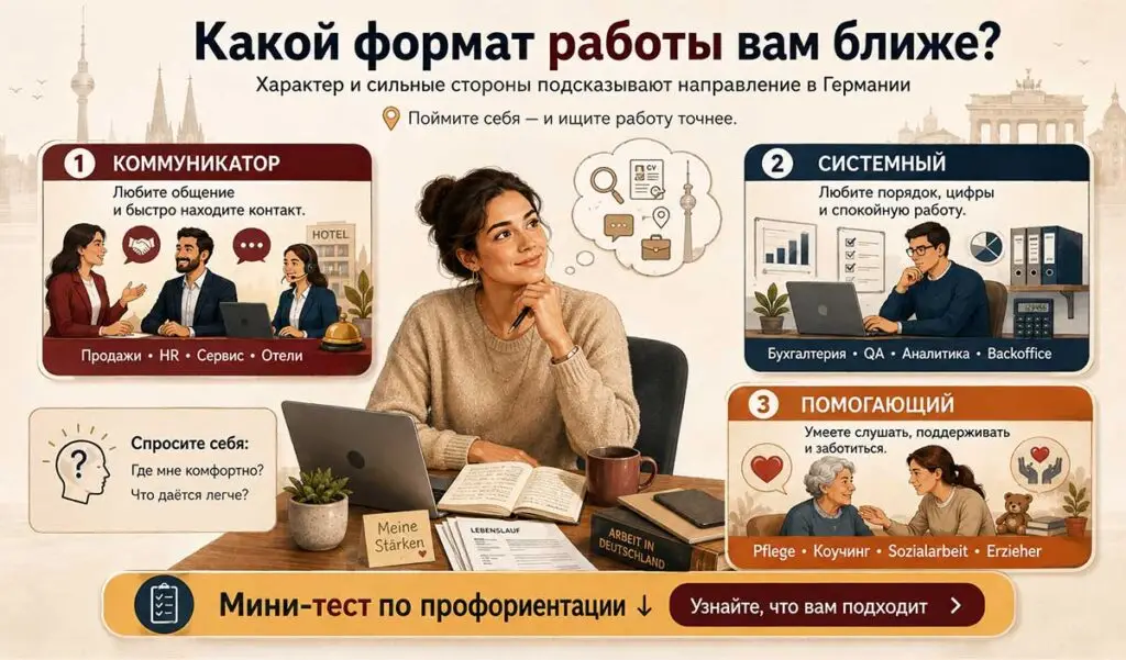 Инфографика онлайн-тест профориентации в Германии. Инфографика онлайн-тест профориентации в Германии.