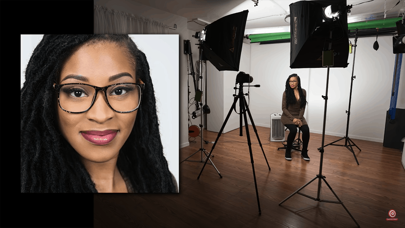Photographing people with glasses four-light setup