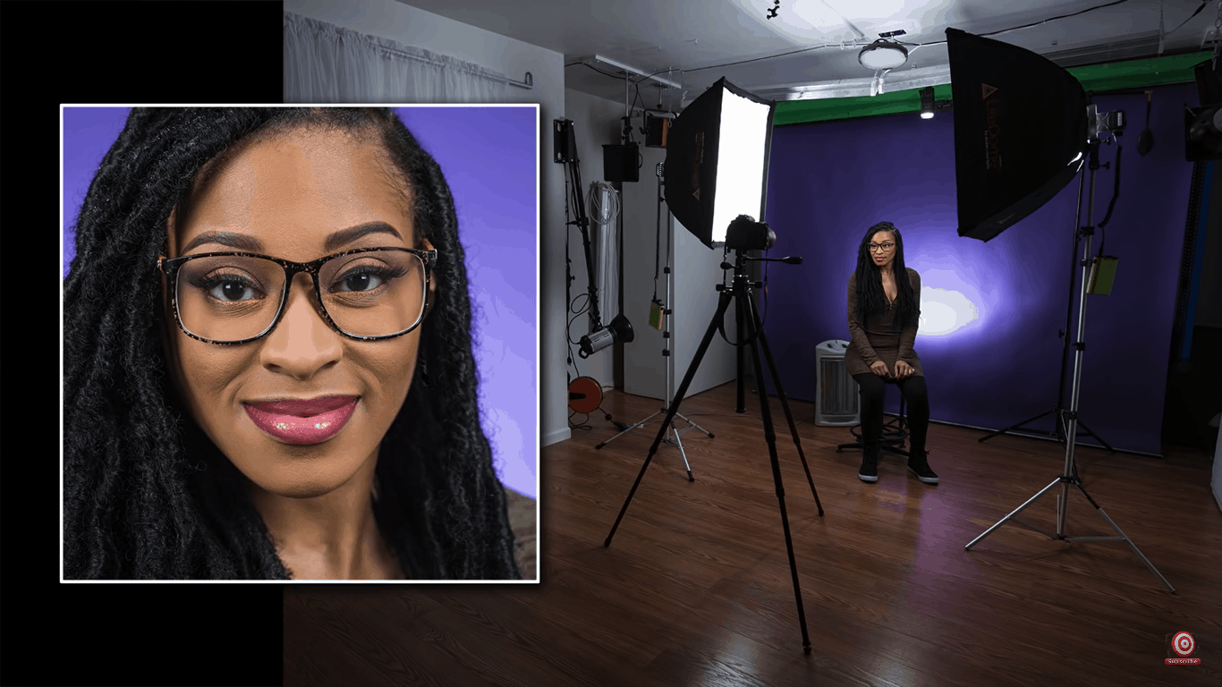 Photographing people with glasses four-light shot with a purple background