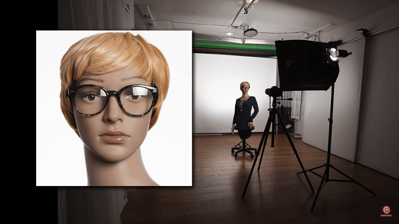 Bad reflection in mannequin's glasses