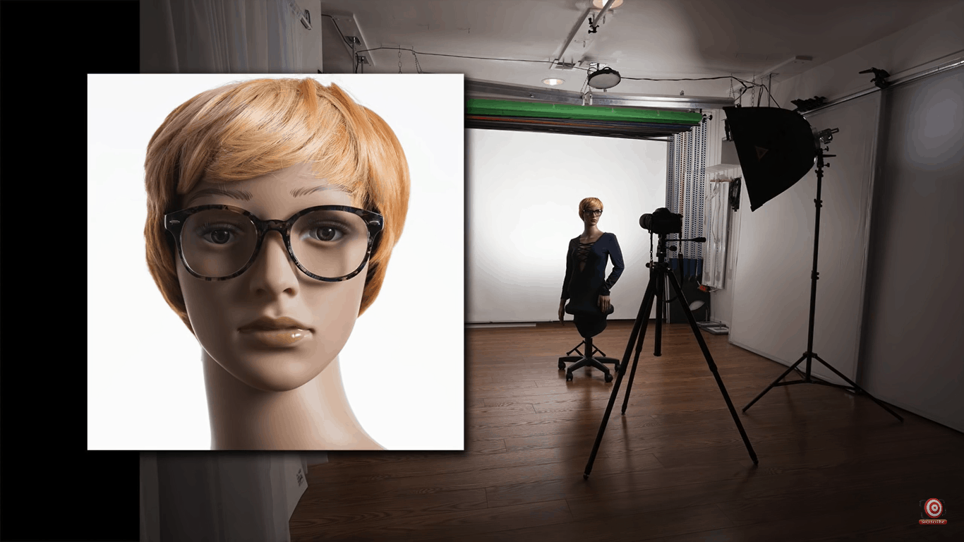 Dramatic lighting on mannequin with no glare on glasses