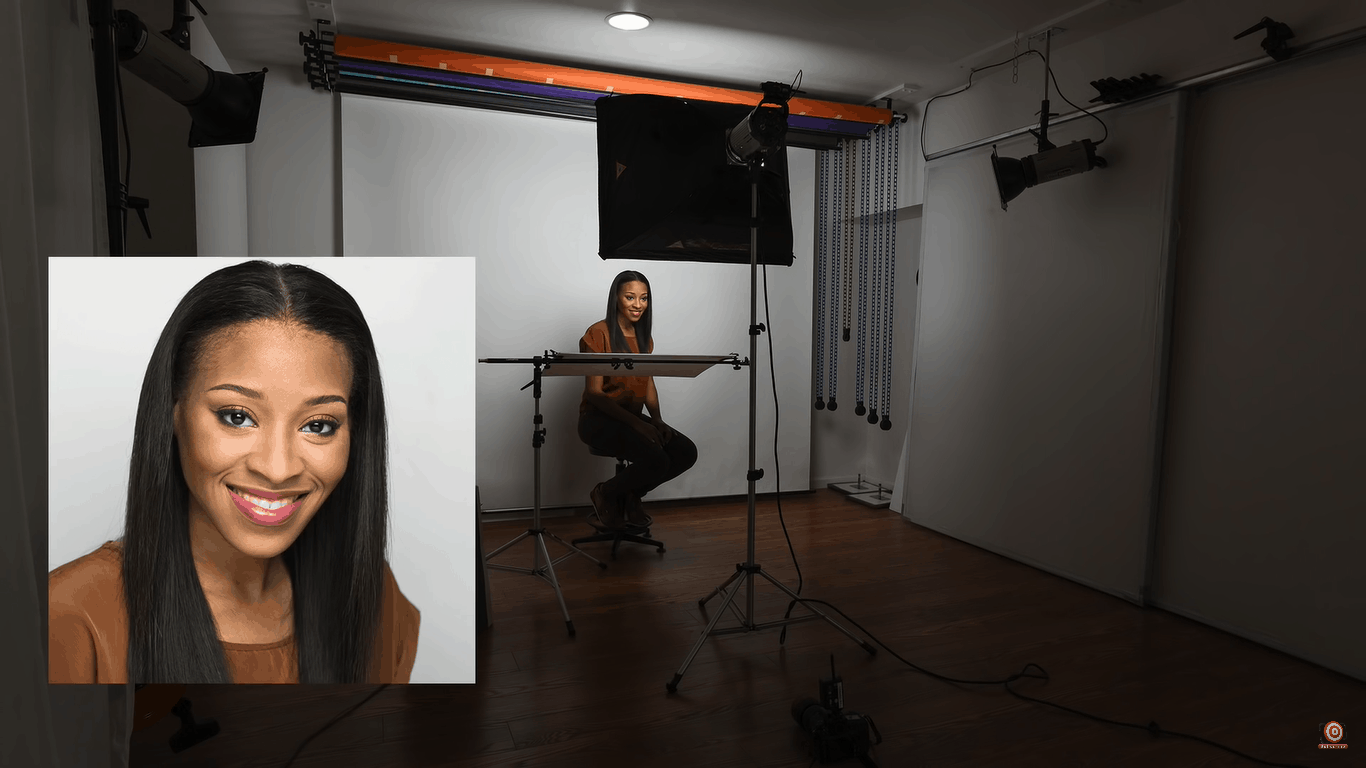 One light portrait lighting clamshell setup