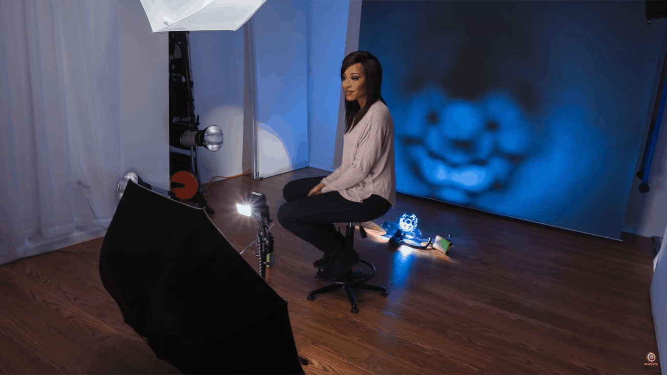light behind model with dog toy gobo between it and background