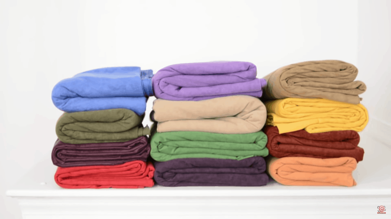 Velour all folded up in piles and stacks