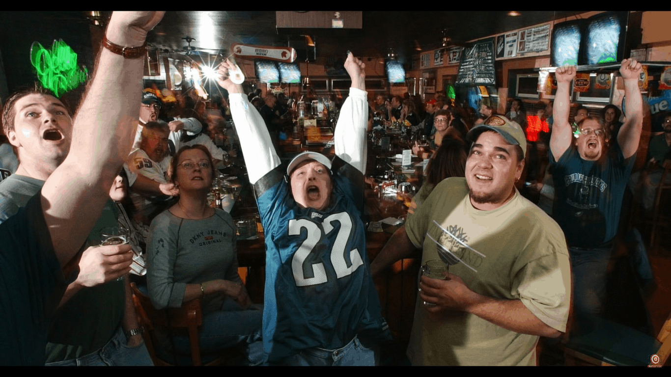 Eagle fans cheering, shot with shutter drag
