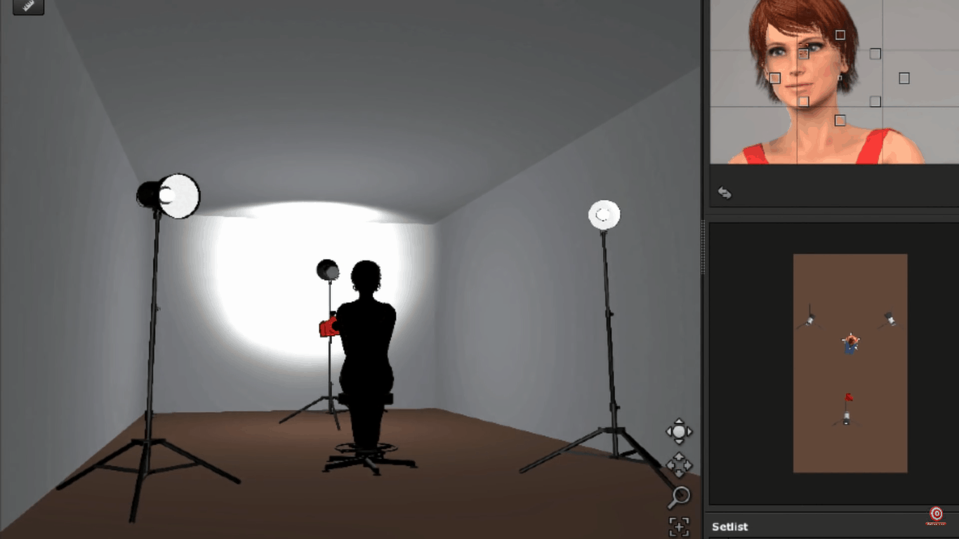 Beauty lighting light aimed at wall as huge reflector