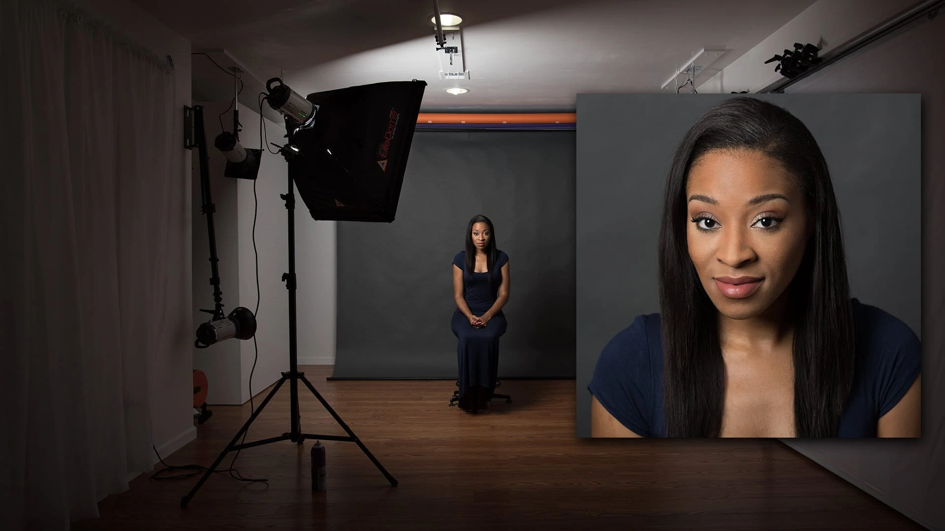 setup with medium softbox as light modifier