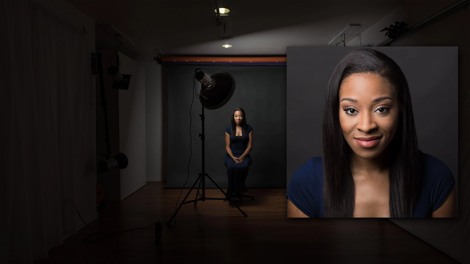 setup with 22" Glow White Beauty dish as light modifier
