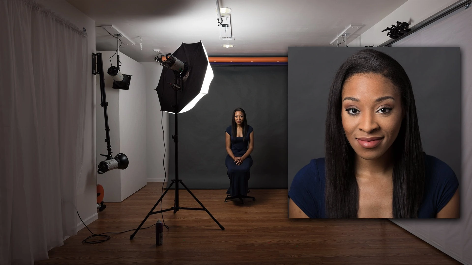 setup wiht Cowboy Studio 43" White Studio Brolly Box as light modifier