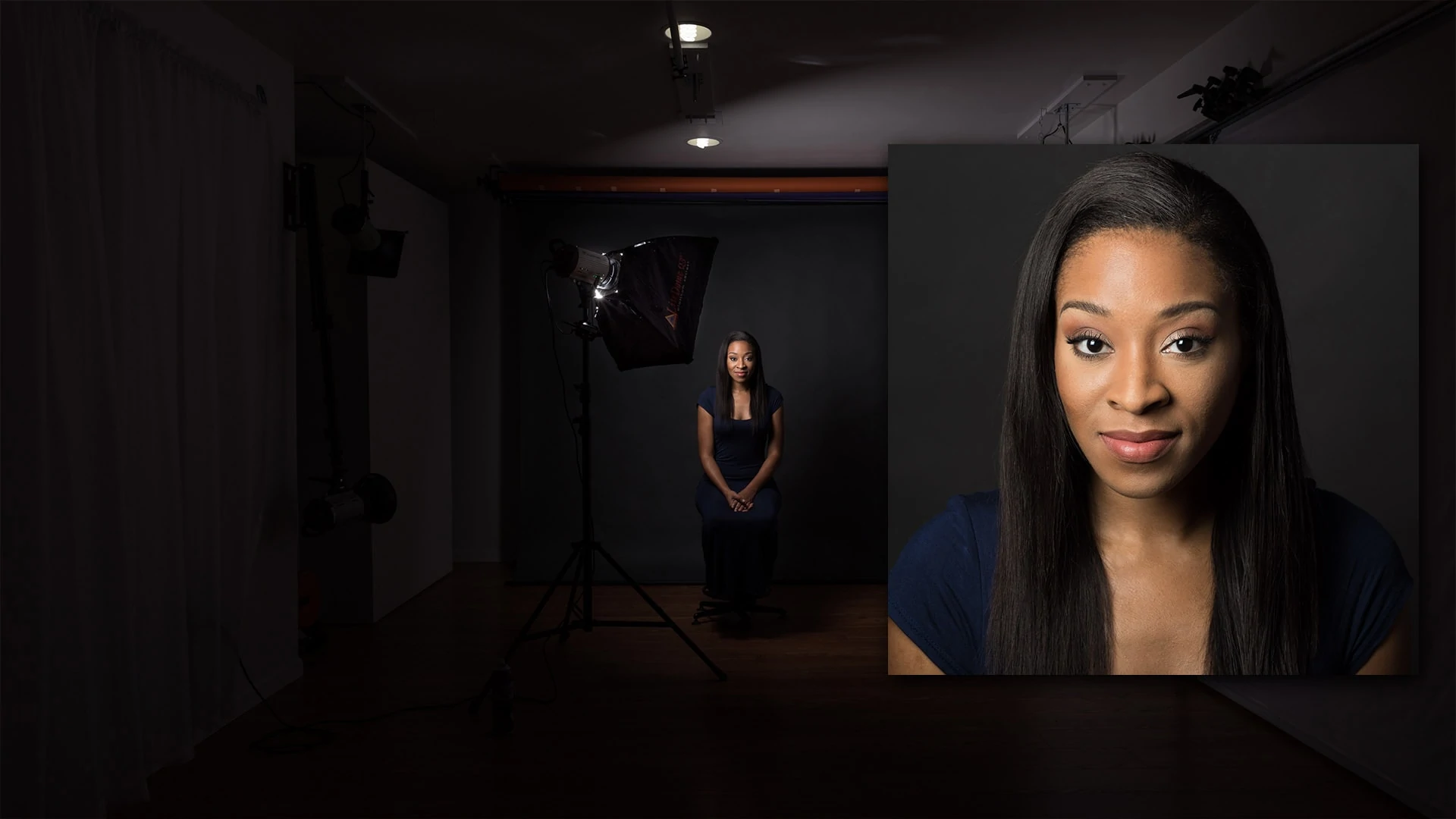 setup with 12in x 16in Photoflex softbox as light modifier