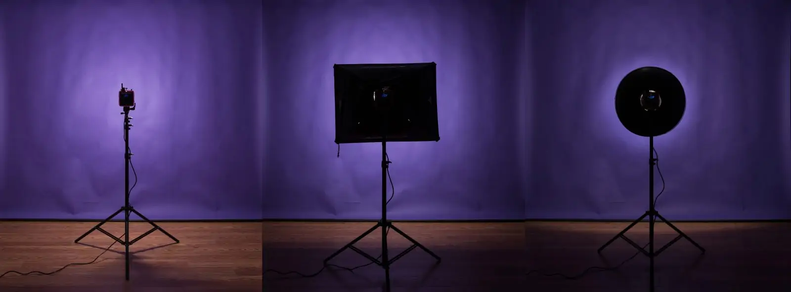 Speedlight light, softbox light, beauty dish light