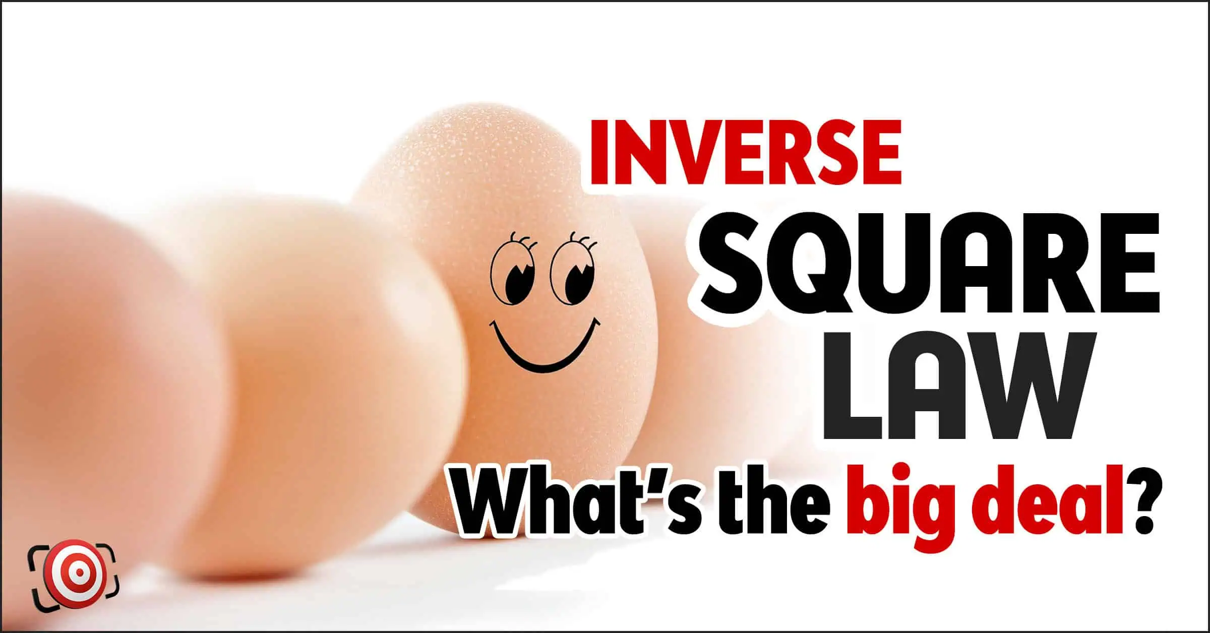 A quintet of eggs with a smiley face graces one; text playfully asks, "Inverse Square Law: What's the big deal?" It's a sunny take on scientific curiosity, blending whimsy with wonder.