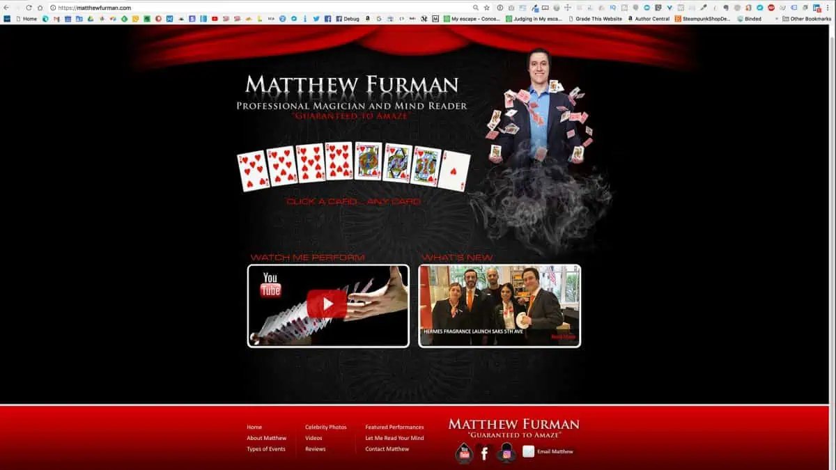The old website design