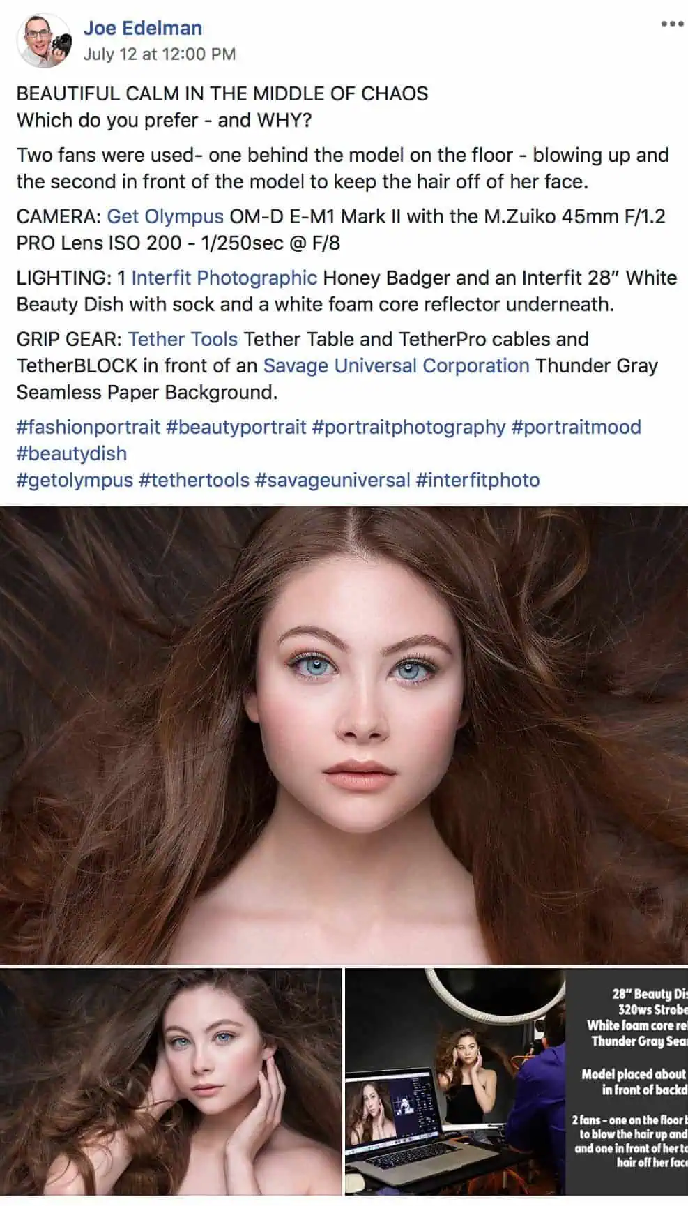 The social media post asking for input on the two versions of this beauty shot.