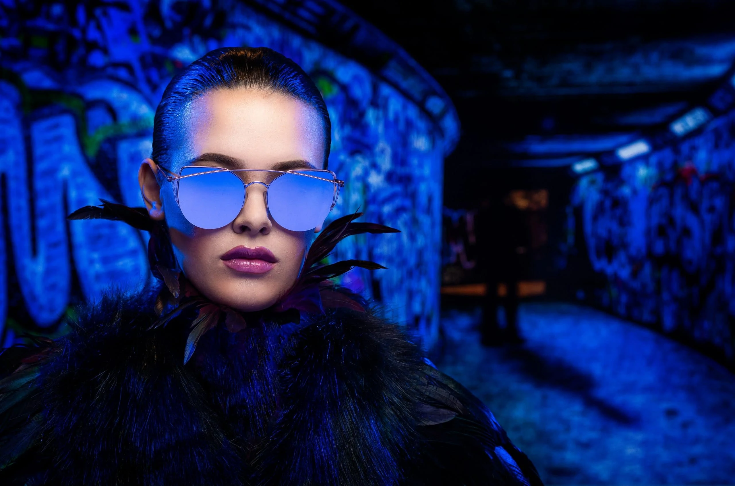 Digital Portrait Background with blue gels