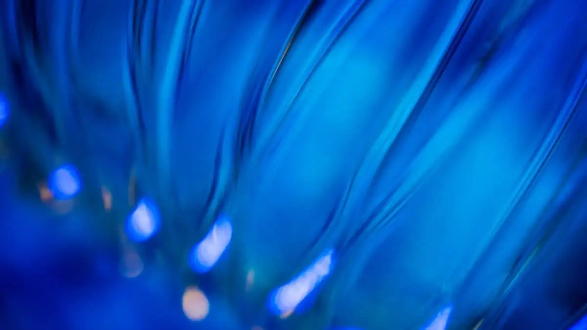 A close up image of a blue light.