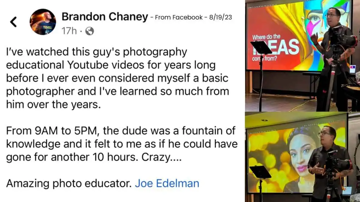 Testimonial about Joe Edelman from Brandon Chaney - Posted on Facebook 8/9/23