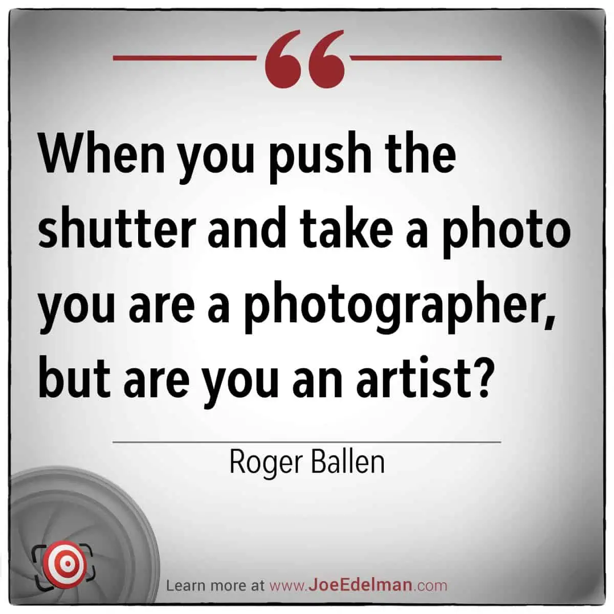 Featured Quote by the enigmatic Roger Ballen: "When you push the shutter and take a photo, you are a photographer, but are you an artist?" Discover more on our website through logo link.