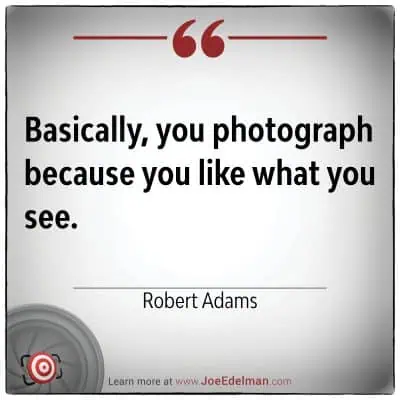 Basically, you photograph because you like what you see," - Robert Adams. His insightful words remind us that photography is an art of appreciation.
