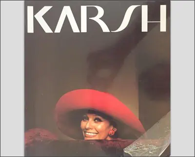 The cover of karsh magazine with a woman wearing a red hat.
