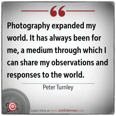 Discover a thought-provoking quote about photography by Peter Turnley, highlighting its vital role in sharing observations and responses. Explore more insights at JoeEdelman.com.