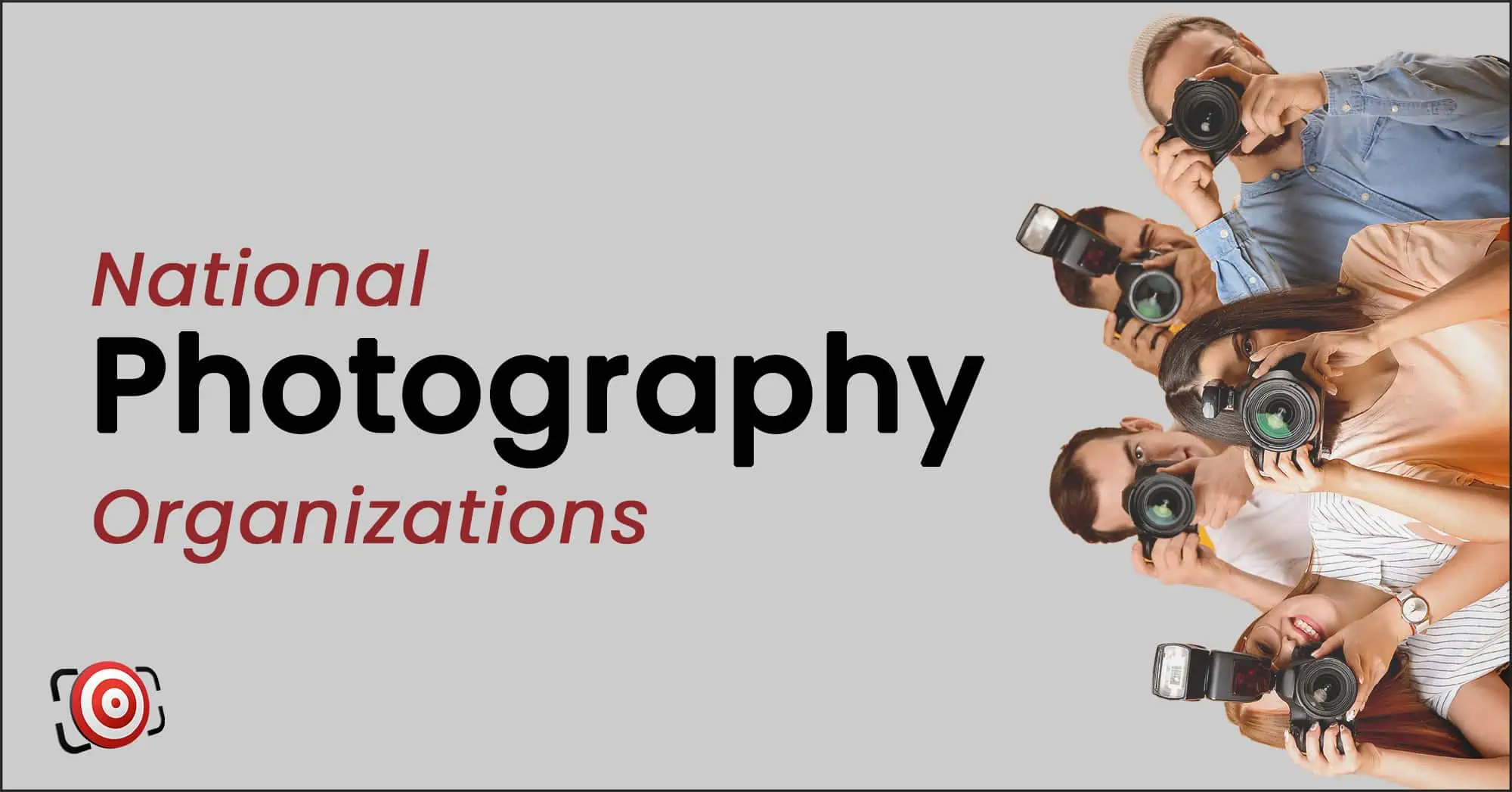 A group of people representing national photography organizations, holding cameras and showcasing their passion for the artistry of capturing moments.